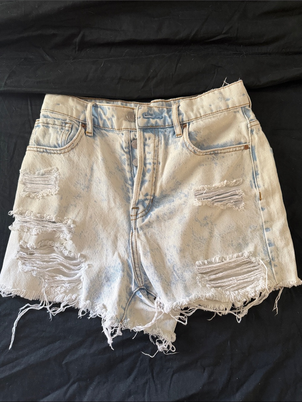 PacSun Distressed Light Blue Tie-Dye Denim Shorts